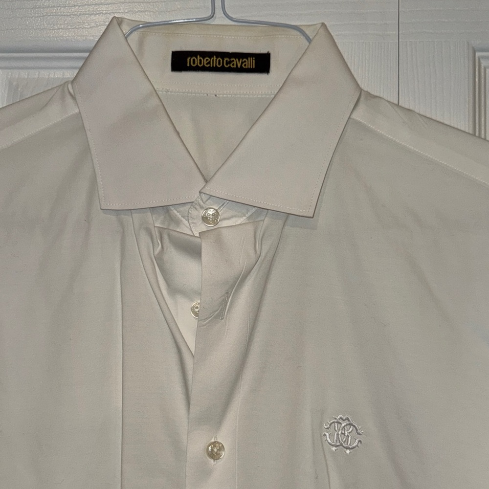 Roberto Cavalli Men's Ivory Dress Shirt